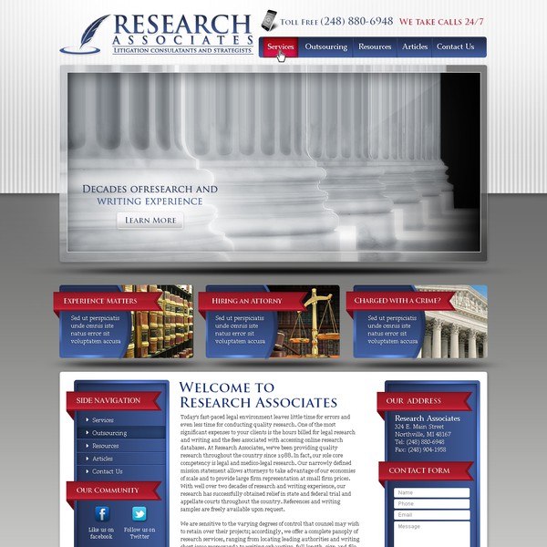 Design realizzato da satyam creations intitolato "New website design wanted for Research Associates"