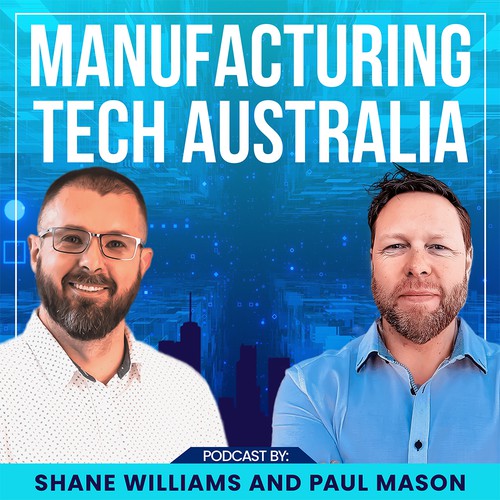 Artwork for podcast about technology in manufacturing Design by Goobleense