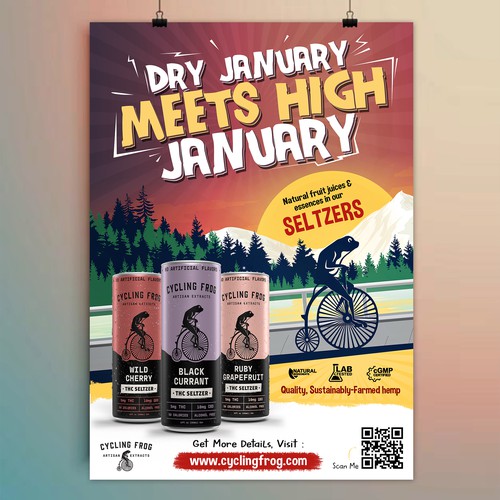 Create a 'Dry January meets High January' poster.  Have Fun, Be Creative, Open to all suggestions. Design by 123Graphics