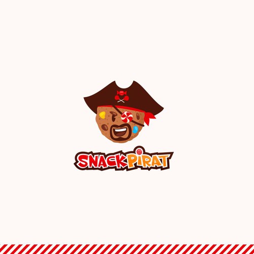 Pirate style logo for a food store (candy, snacks, beverages) Design by InkSay Design