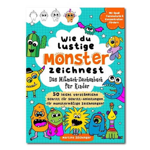 Design a cheerful cover for a monster drawing book for children Design by ALINAsINK