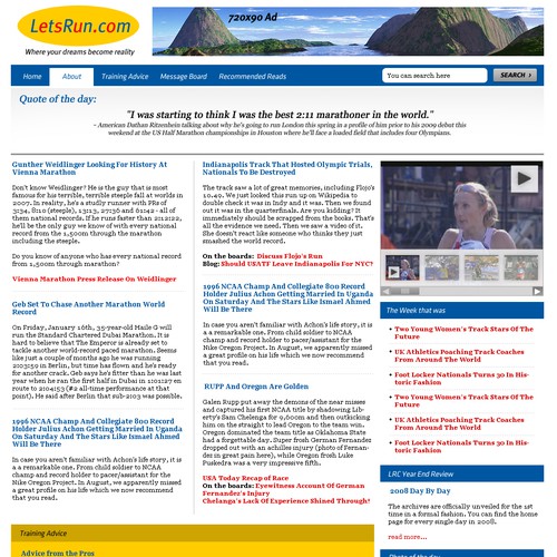 LetsRun.com Homepage Re-Design/Cleanup Diseño de ico