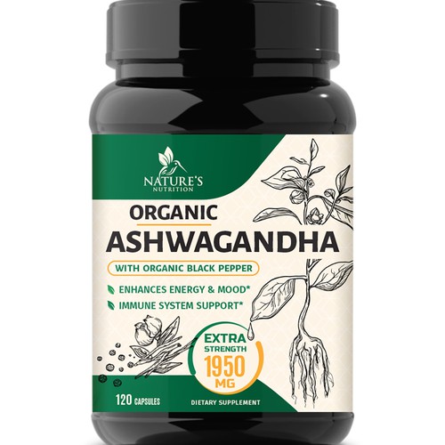 Natural Ashwagandha Capsules Design Needed for Nature's Nutrition Design réalisé par Wfemme