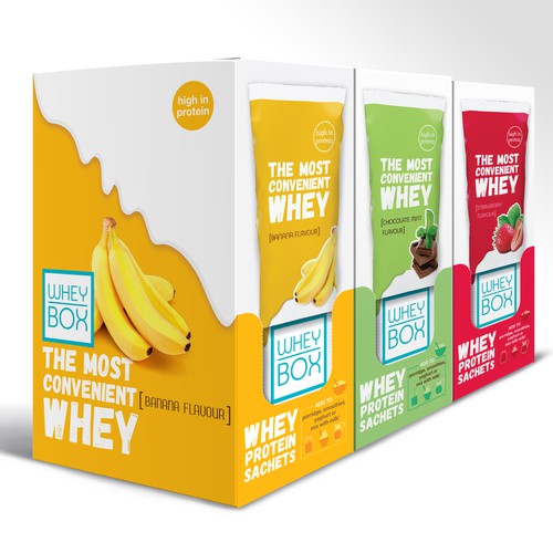 Design a retail case for our whey protein sachets Design by Holiday26