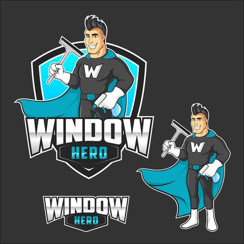 Design a mascot logo for Window Hero, a window washing company Design by AzZura83