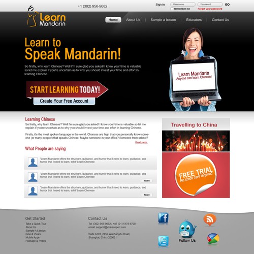 Create the next website design for Learn Mandarin Réalisé par shakir1986