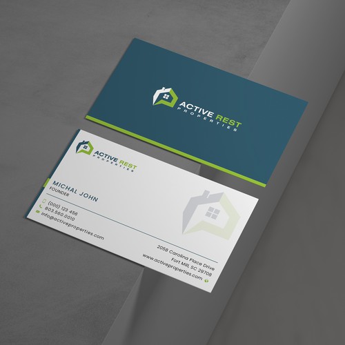 Modern Business Cards for Active Rest Properties Design by Saman Osama