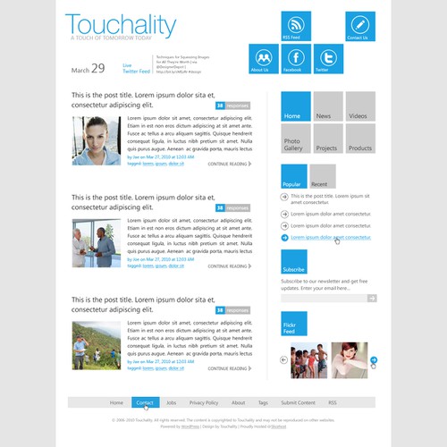 Design for Windows Phone 7 Metro UI Wordpress Theme Design by jasin242