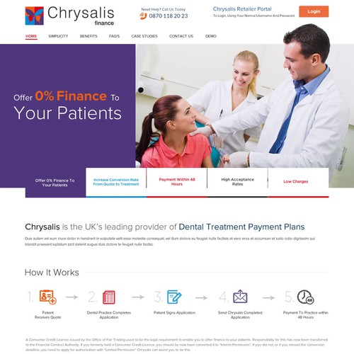 Designs Create a one page website for a Dental Finance service 