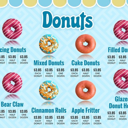 Donut Shop Needs New Menu Design | Menu contest