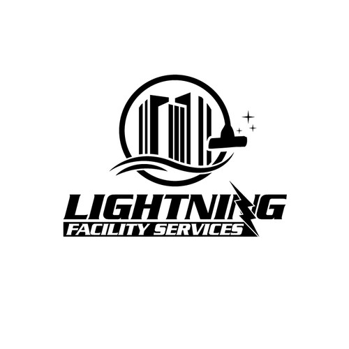 Cool logo using a lightning bolt for commercial maintenance/cleaning company. Design by Faizio