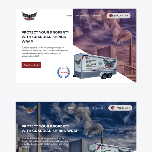 Guardian Shrink Wrap Home Page Design by Wahabcreative