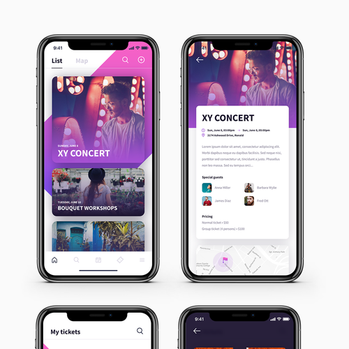 Design UI for awesome event ticketing app! Design by masiko