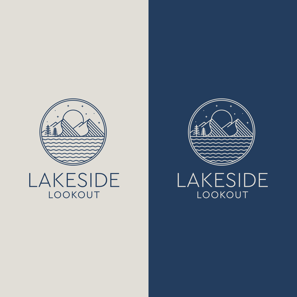 Lake view line art logo