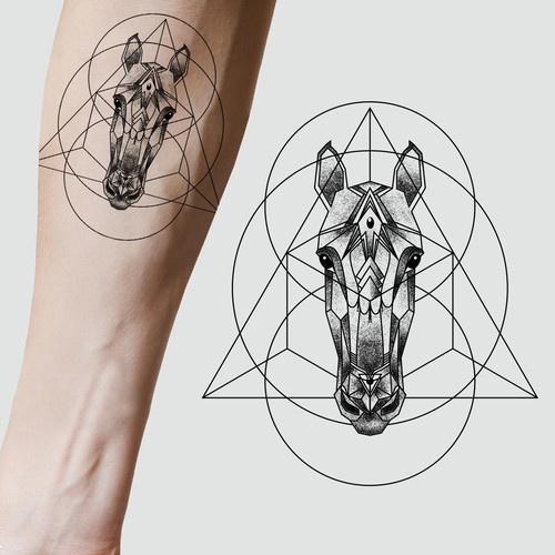 Looking for a tattoo design horse geometric pattern デザイン by Cubeecute