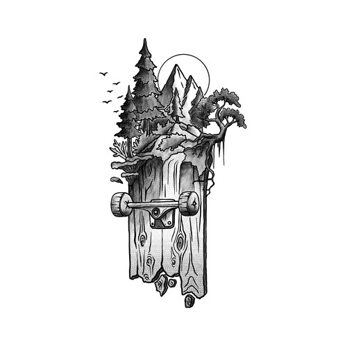 Skateboard Tattoo Design by Ardhidesign