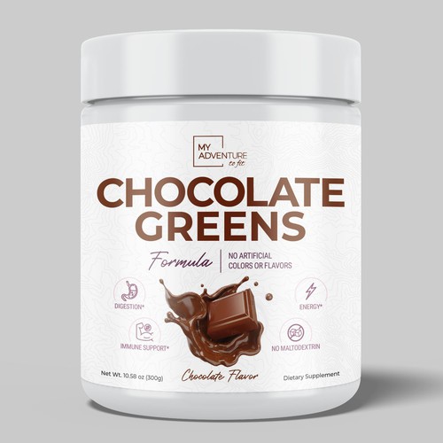 Chocolate Greens Superfood label design Design by Bee Man