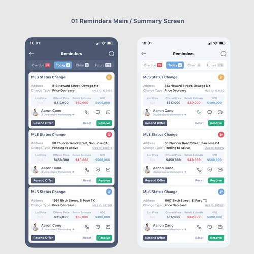 Help us modernize and simplify our reminders interface! Design by Corelle Design
