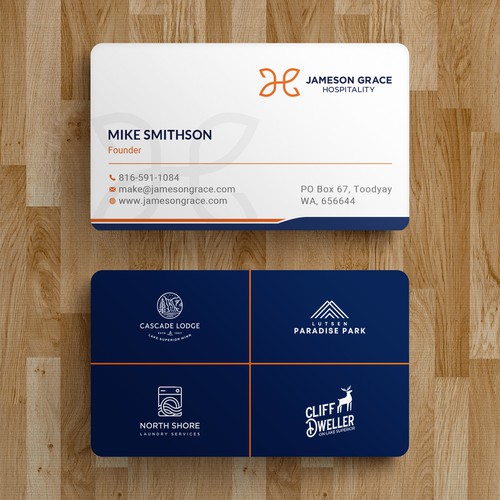 Design Create a modern and clean business card for a parent company with 4 subsidiaries por Roni_