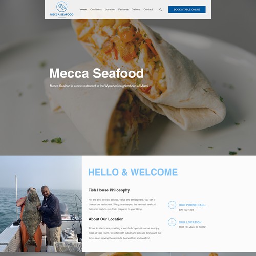 Miami Soul Seafood Restaurant Concept 1 Page Only-ontwerp door ** BRIGHT LIGHT **