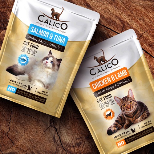 Calico need a design for dry cat food bag 2kg Product