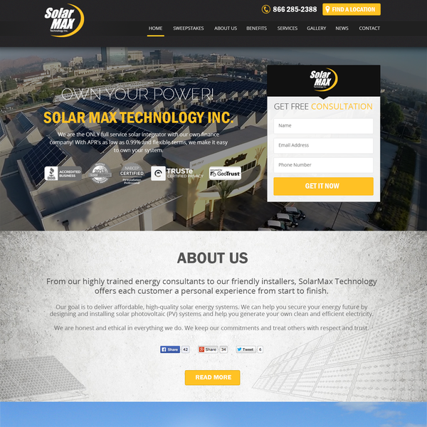 Modern Minimalist design for the BEST Solar Company!