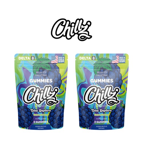 CHILLZ CBD Brand need his new packaging for his DELTA 8 Gummies Design by creationMB