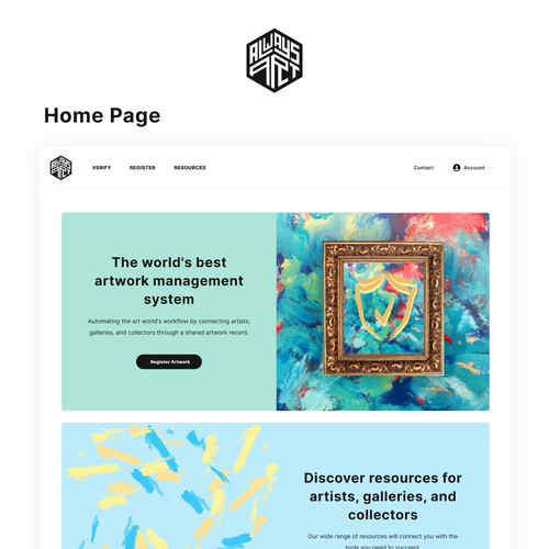 Homepage and a single Page Design for Always Art an art related startup company. Design by archipelagy