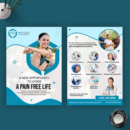 Design a flyer for a new cutting edge regenerative medicine pain practice Design by Pawan Kumar Droch