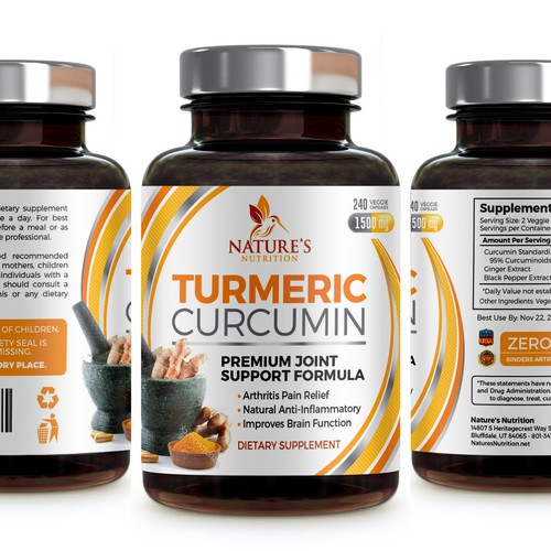 Nature's Nutrition needs a "beautiful label" for its Turmeric Extract bottle Design by Sonia Maggi