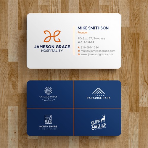 Create a modern and clean business card for a parent company with 4 subsidiaries Design by Roni_