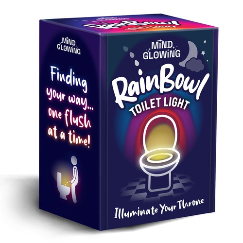 A cool & funny box design for the RainBowl Toilet Light Design by Super Sweet Design