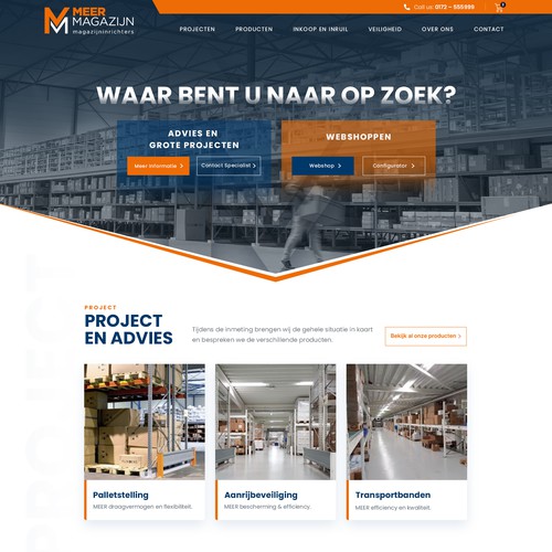 Creative website templates for a leading pallet racks company_ Meermagazijn Design by MercClass