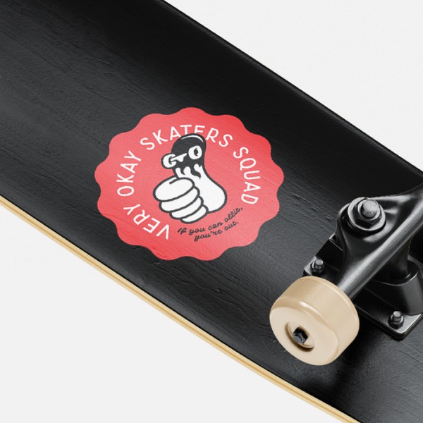 A playful badge for a Skateboarding brand