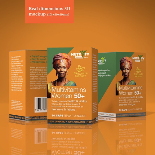 Design a premium packaging for Multivitamin for women 50+ brand for Nigerian Consumers Design by familydog