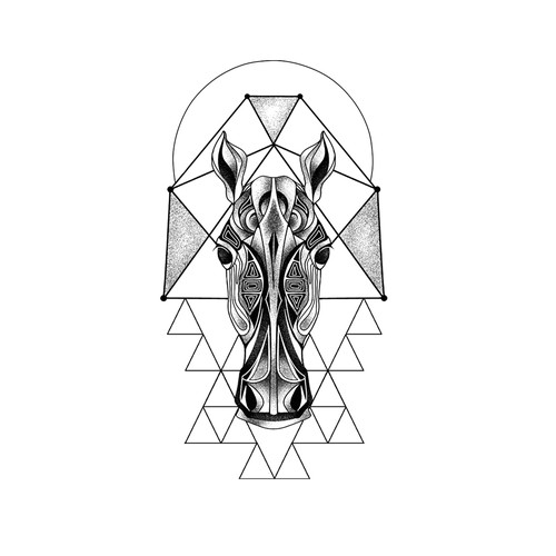 Looking for a tattoo design horse geometric pattern デザイン by mac23line