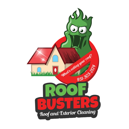 Roof Busters - Roof and Exterior Cleaning logo with a Ghost Busters Theme Design by Trader In Spices