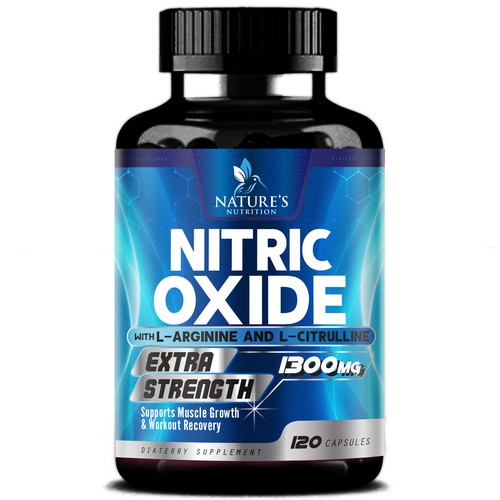 Nitric Oxide label design needed for Nature's Nutrition Diseño de agooshe