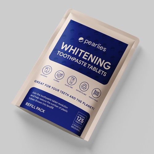 Design an attractive refill pack for a trendy new toothpaste tablet brand Design by farhanubaid