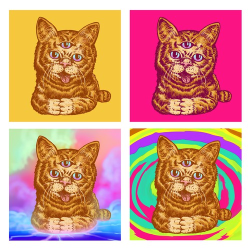 Psychedelic Cats Auto Generated Trading Cards to raise money for Cat Rescue デザイン by katingegp