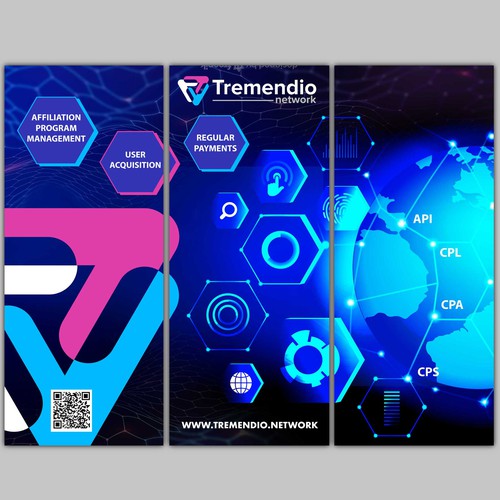 Triangular banner for trade show Design by allMarv