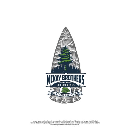 Design a rustic logo involving Native American arrowhead for a tree cutting company Design by GengRaharjo