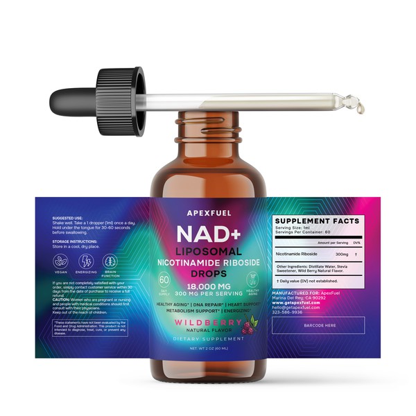 NAD+ Liposomal Nicotinamide Ribose Drops label design
