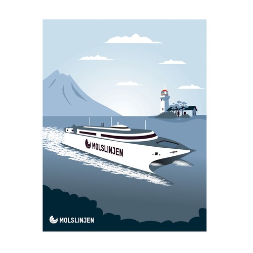 Design di Multiple Winners - Classic and Classy Vintage Posters National Danish Ferry Company di oedin_sarunai