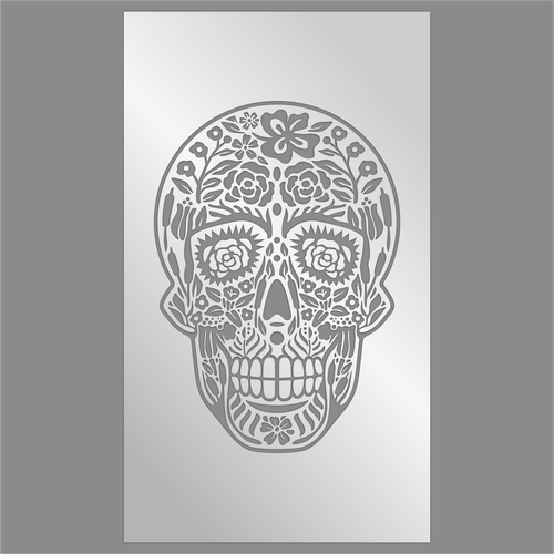 Design a rad Day of the Dead skull to be engraved on metal wallets Réalisé par PeaceIdea!