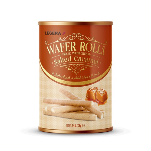 LEGERA Wafer Rolls Pack 125 gm - Salted Caramel Design by Gustavo RV