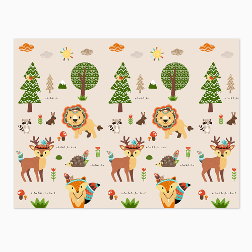 Illustration of kids playmat with animals Design by ies