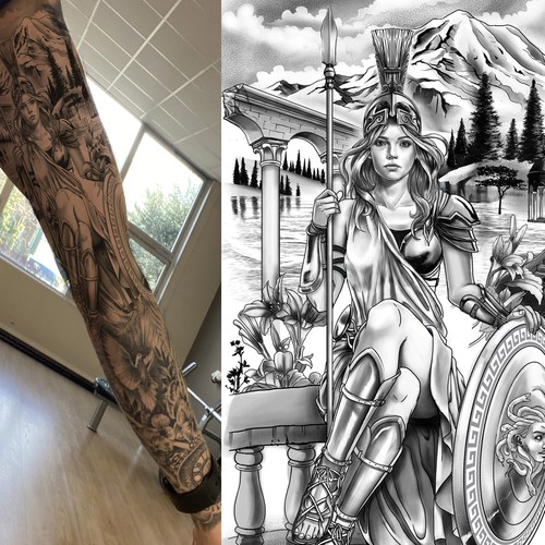 Upper arm half sleeve tattoo, Tattoo contest