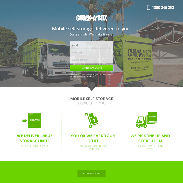 Chock a box landing page