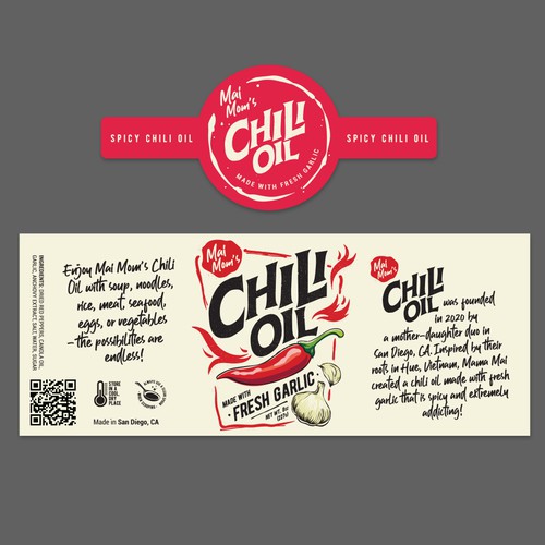 Eye catching packaging label for spicy chili oil jar Réalisé par rickyports